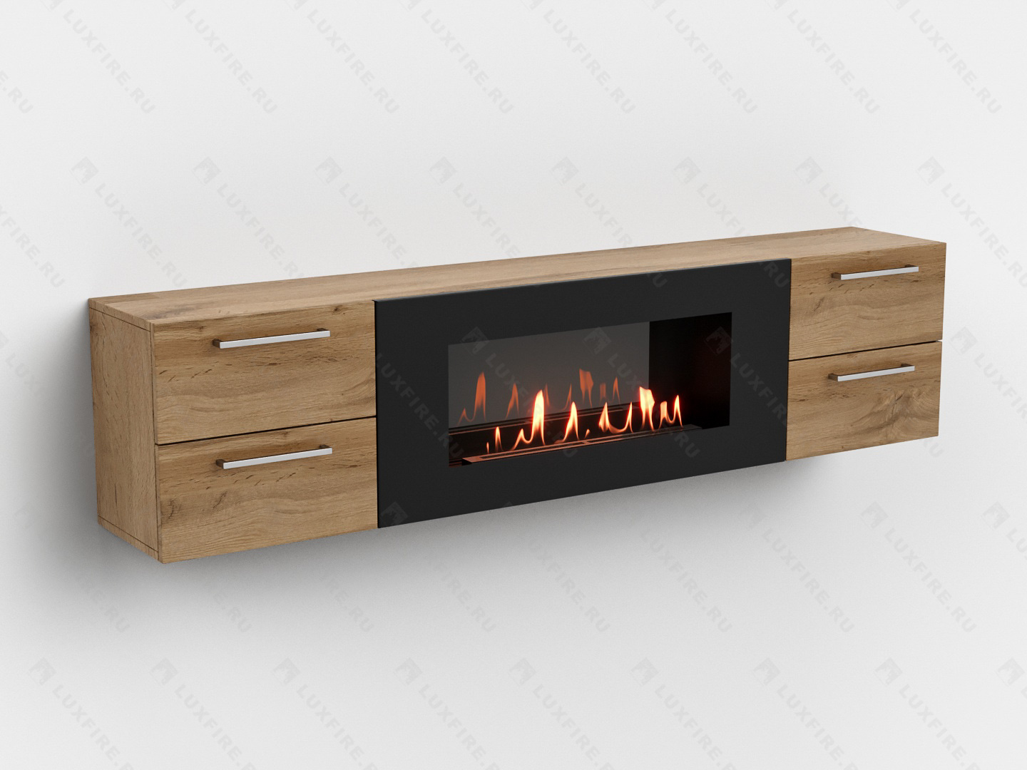 Тумба ТВ Lux Fire "Нева" настенная 1700 матовая, дуб вотан с биокамином 900 Тумба ТВ Lux Fire "Нева" настенная 1700 матовая, дуб вотан с биокамином 900