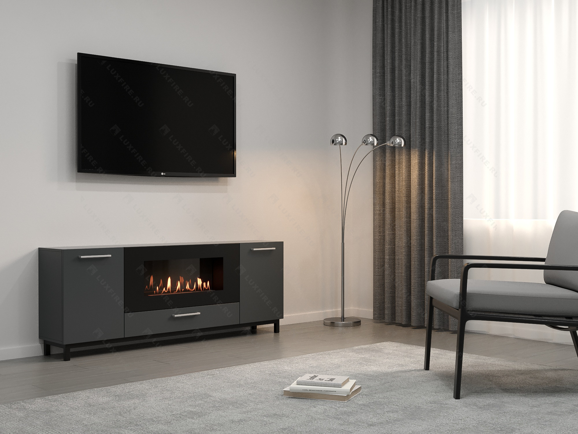 Тумба ТВ Lux Fire "Амур" напольная 1700 матовая, графит с биокамином 900 Тумба ТВ Lux Fire "Амур" напольная 1700 матовая, графит с биокамином 900 по цене 96 124 руб.