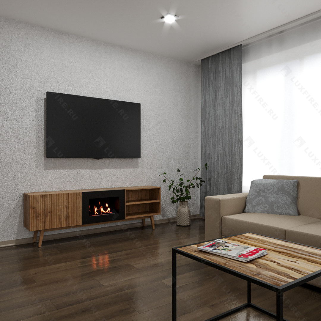 Тумба ТВ Lux Fire "Волга" напольная 1800, дуб вотан, с биокамином 600 по цене 77 543 руб.